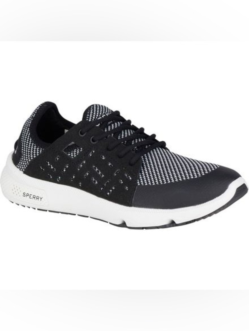 Sperry Top-Sider 7 Seas Sport Mesh Boat Shoes in Black & White Size 7